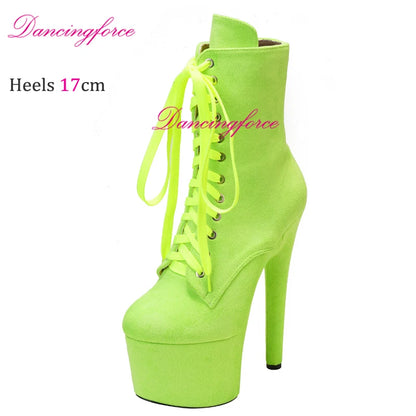 Sexy Pole Dancing Boots17cm/7Inchs Fashion Female High Heel Platform Ankle Boots for Women Shoes Autumn Winter