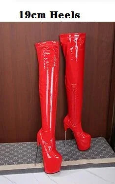SDTRFT Ladylik SM Shoes Pole Dancing 20cm Thin Heels Stilettos Over The Knee Long Boots Platform Women Pumps Printed Botas Mujer