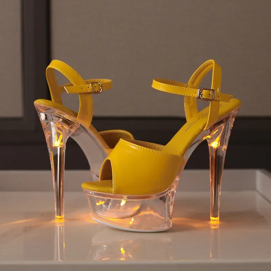 High Heel 15CM Nightclub High Heels Sandals Women's Shoes Luminous Catwalk Pole Dancing Shoes Water LFD-190-A53