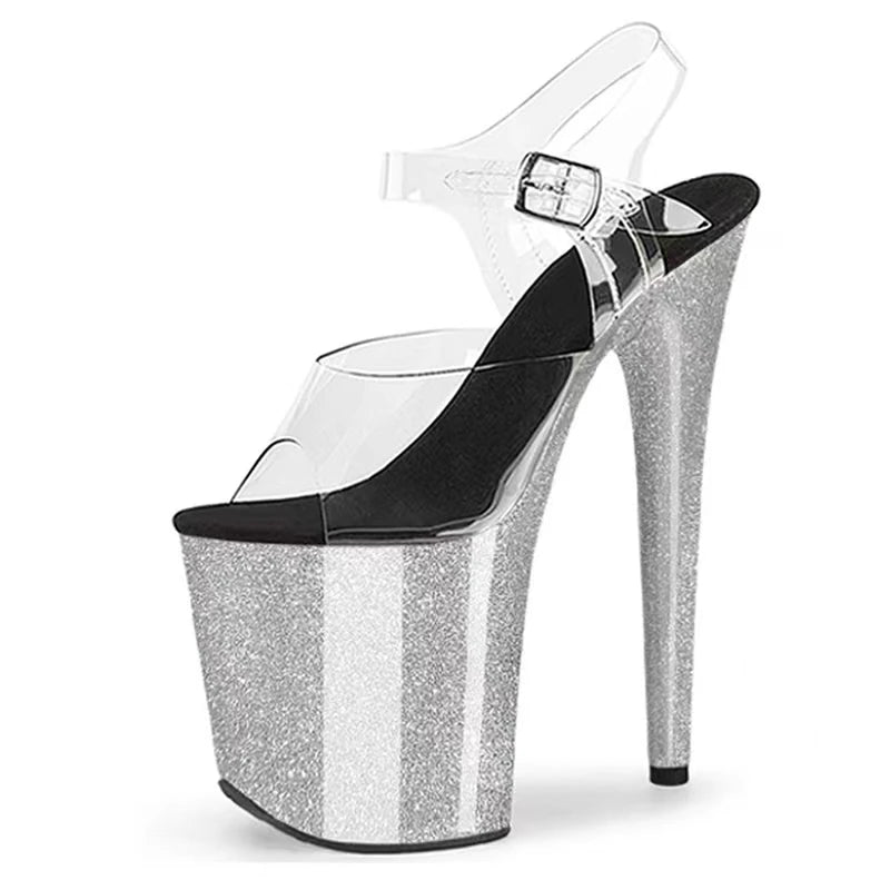 IDEAL MA Catwalk High Heels, 20cm Stage Night Club Sandal, Shining Performance Pole Dancing Shoes