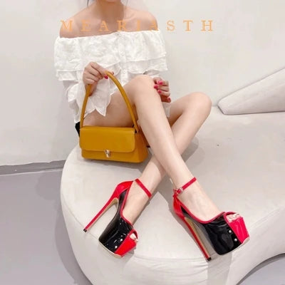 Sexy Peep Toe Party Club Strip Pole Dance Ultra 16cm High Heels Platform Pumps Fashion Stiletto Wedding Banquet Shoes Women Red