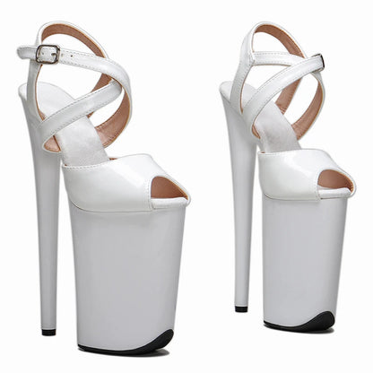 Leecabe 23CM/9inches Patent PU upper  Platform Shoes Sexy Dance Shoes  High Heels Sandals Pole Dance shoes