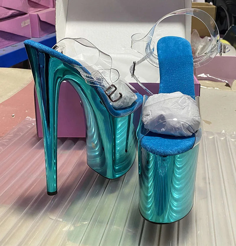 Sexy Fetish 8Inches Dress Platform Sandals Peep Toe Pole Dance Shoes 20cm Women Stripper Models Show Nightclub Exotic Bride Shoe
