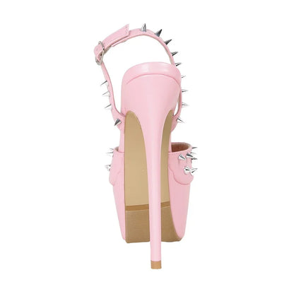 Eilyken Sexy Peep Toe Pole Dance High Heels Women Sandals Fashion Rivet Platform Open Toe Buckle Strap Party Shoes
