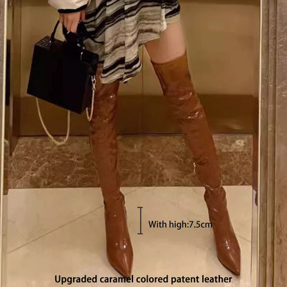 Ods  Sexy Black Over The Knee Boots For Women Side Zip Thigh High Boots Female Shoes Botas Mujer Invierno Female Colors Big43 45