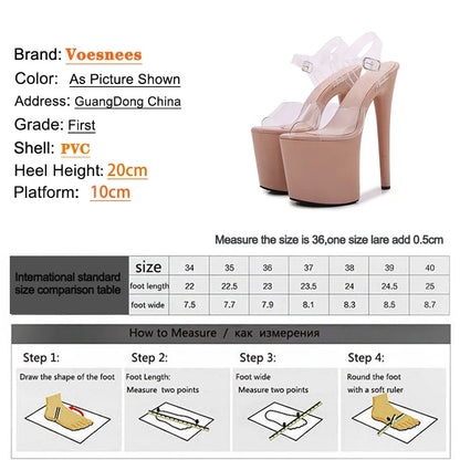 Crystal Rransparent High Stripper Heeled Platform Sandals Bride Gothic 8Inches Nightclub Pole Dance Shoes Peep Toe Zapatos Mujer