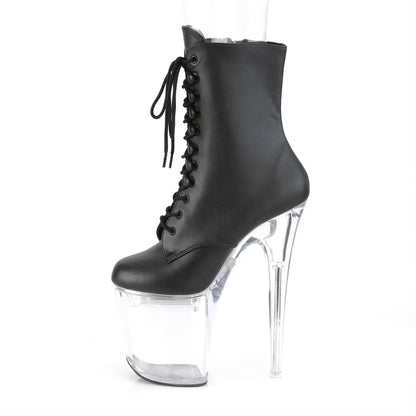 New INS Style 20CM Extreme High Heels Platform Boots Lace Up Sexy Pole Dancing Ankle Boots for Women Side Zip Botas Para Mujer