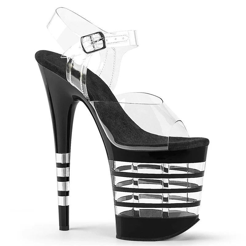 New Rivet Roman Stripping Shoes 8 Inch Heels 20CM Open Toe Platform Exotic Punk Pole Dance Shoes Women Sandals Nightclub banquet