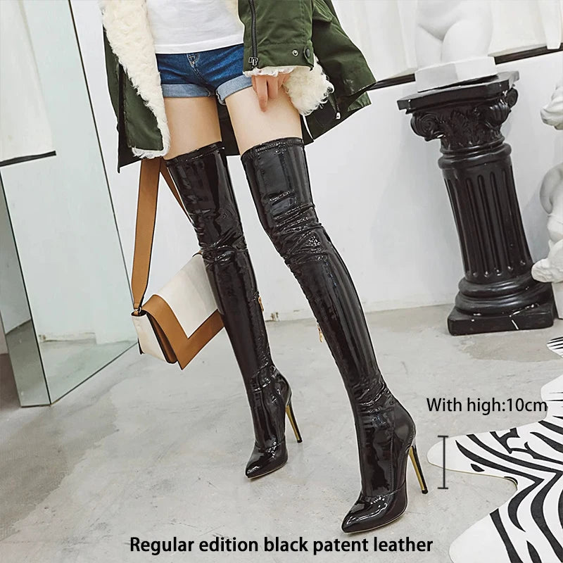 Ods  Sexy Black Over The Knee Boots For Women Side Zip Thigh High Boots Female Shoes Botas Mujer Invierno Female Colors Big43 45