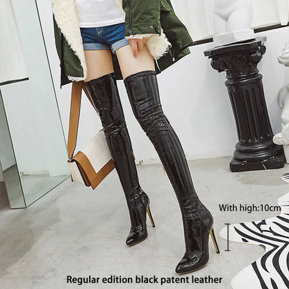 Ods  Sexy Black Over The Knee Boots For Women Side Zip Thigh High Boots Female Shoes Botas Mujer Invierno Female Colors Big43 45