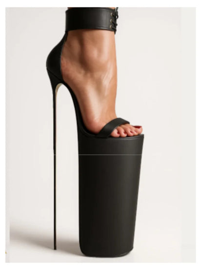 Black Lace Up Hollow Platform Sandals Thin High Heel Sexy Fashionable Cool Summer Casual Big Size Woman Shoes Zapatillas Mujer