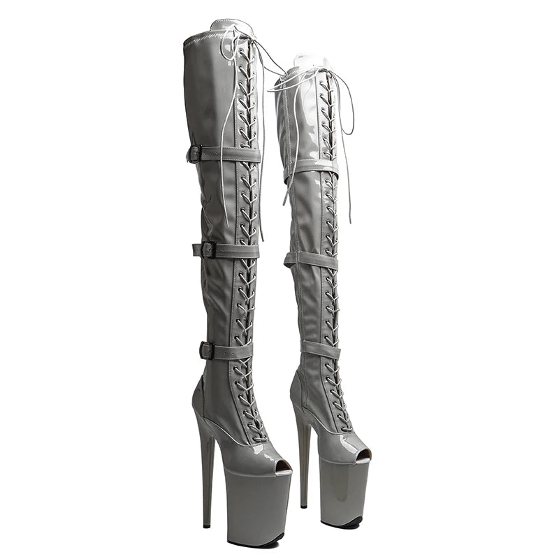 Sexy 23CM Thin Heels Shoes for Woman 9 Inches Fashion Platform Stripper Pumps Pole Dance Over The Knee High Long Boots