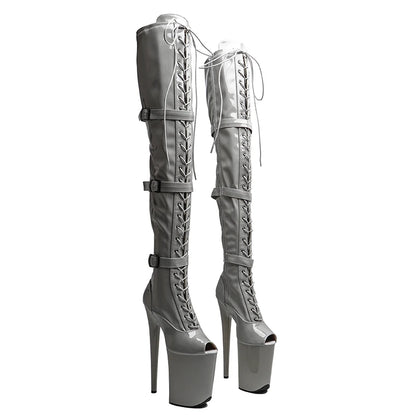 Sexy 23CM Thin Heels Shoes for Woman 9 Inches Fashion Platform Stripper Pumps Pole Dance Over The Knee High Long Boots