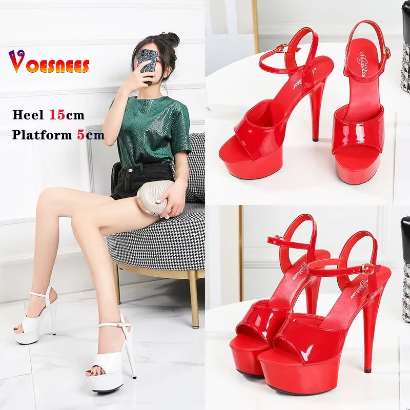 15 CM 6inchs Pole Dance Shoes Stripper High Heels Women Sexy Show Shoes Sandals Party Club Platform High-heeled Wedding Footwear