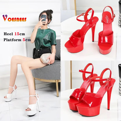 15 CM 6inchs Pole Dance Shoes Stripper High Heels Women Sexy Show Shoes Sandals Party Club Platform High-heeled Wedding Footwear
