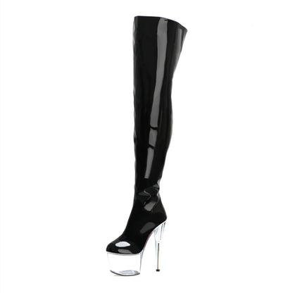 Gothic 20 cm heels Women Over The Knee Boots Sexy Fetish 8 Inch Strip Pole Dance Nightclub Platform Show Stripper Heels Exotic