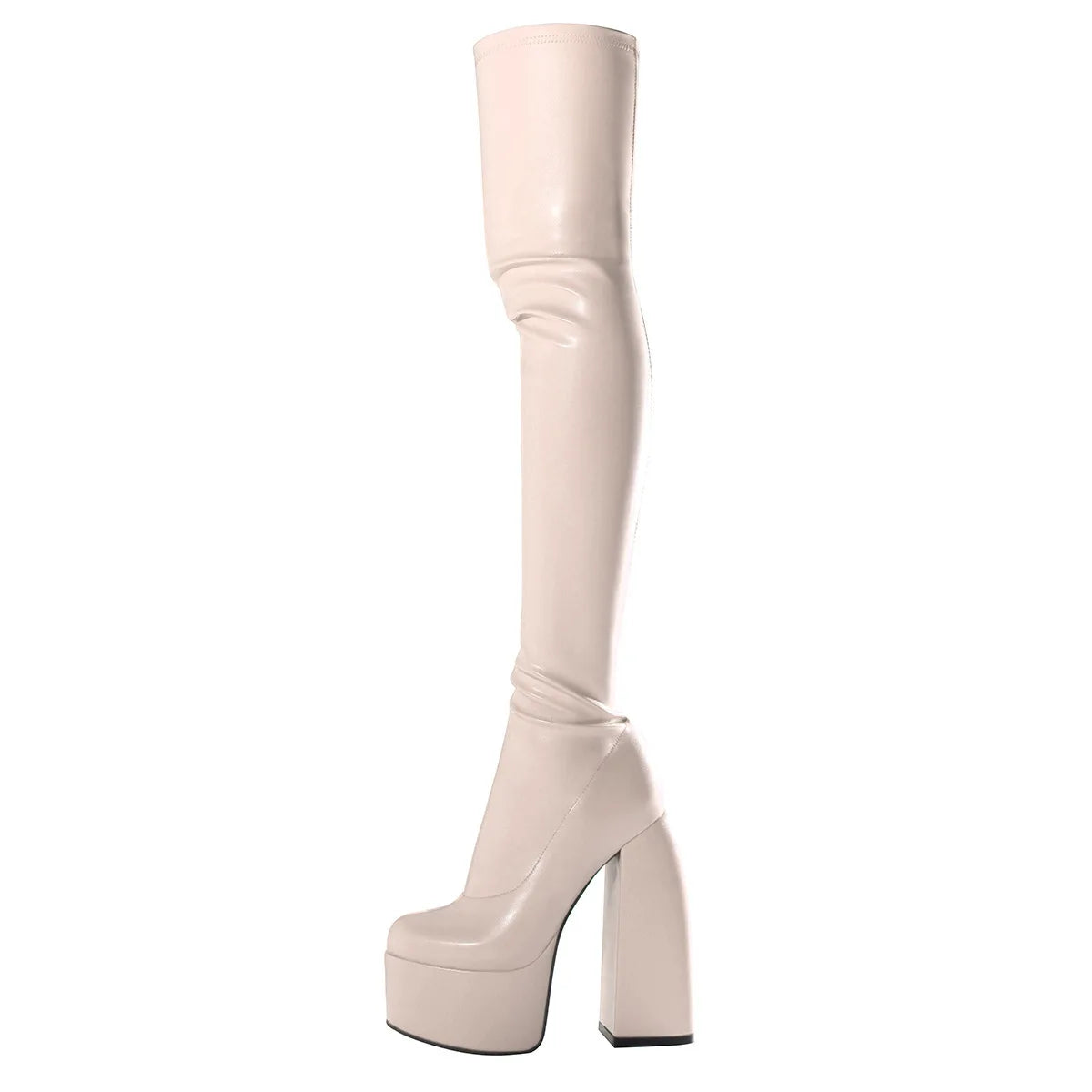 Sexy Ladies Crude Heels Over The Knee Boots for Woman's Round Toe Thin Heels Zipper-Sid Long Botas Mujer 2026 Platform Shoes