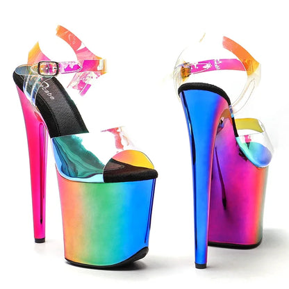 Leecabe 20cm/ 8inches TPU upper  fashion sexy  platform high heel   sandals stripper heel  pole dance shoes