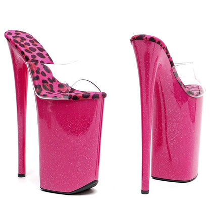 Leecabe  26CM/10inches Clear PVC Upper  sexy exotic High Heel platform party slipper sandals stripper heel  Pole Dance shoes