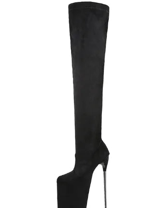 Crossdresser Shoes Woman Spring Autumn19cm Thin High Heels Zipper Pumps Over The Knee Motorcycle Boots Female Botas De Mujer