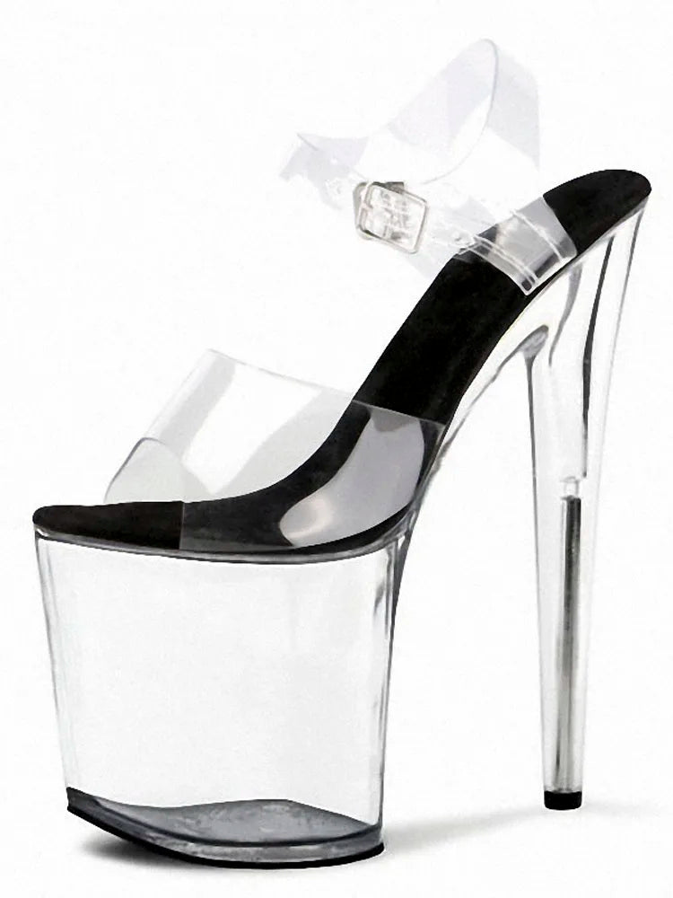 Exotic Crystal Rransparent High Stripper Heeled Platform Sandals Bride Gothic 8 Inches Nightclub Pole Dance Shoes Peep Toe Sexy