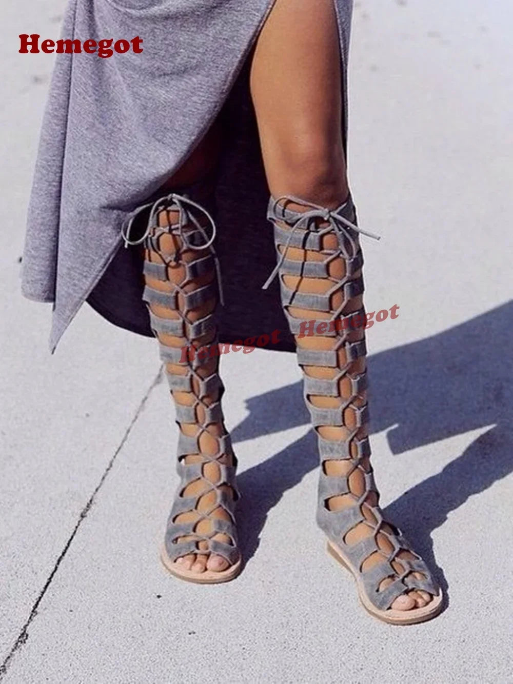 Brown Cut Out Sandals Lace-Up Peep Toe Flat with Women's Sandal Boots Cross Strappy Summer Slingback Shoes Luxury Solid Sexy
