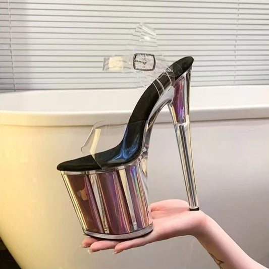 Sexy 20cm Stilettos Stripper Pole Dance Shoes Glitters Platform Summer 17cm Gladiator Sandals Women 15cm High Heels Pumps