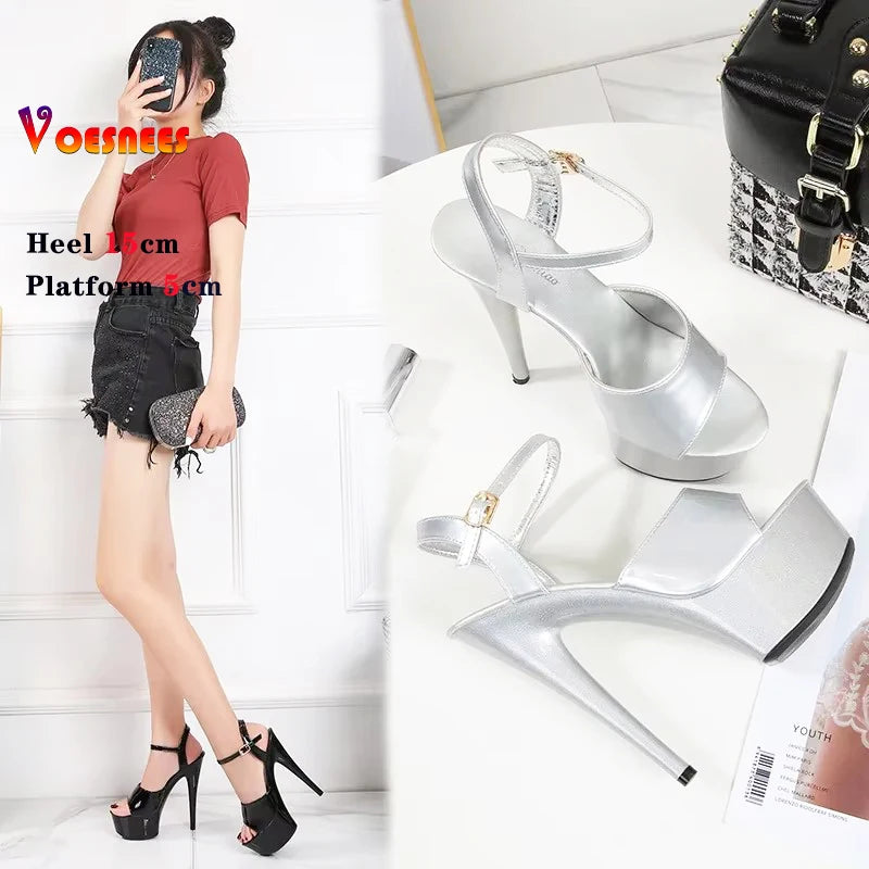 15 CM 6inchs Pole Dance Shoes Stripper High Heels Women Sexy Show Shoes Sandals Party Club Platform High-heeled Wedding Footwear