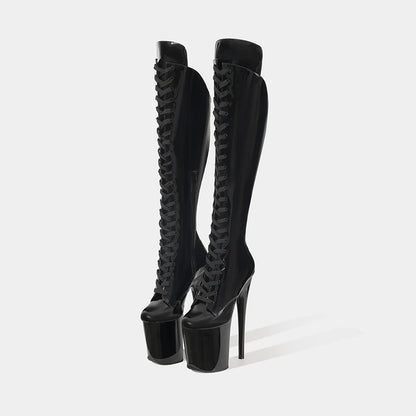 LAIJIANJINXIA New 20CM/8Inch PU Upper Women's Platform Party High Heels Modern Knee-High Boots Pole Dance Shoes 714