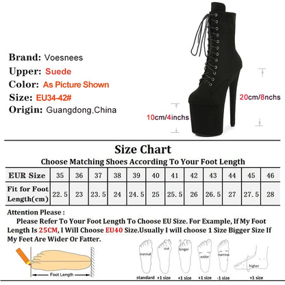 Pole Dance Shoes 15 17 20cm Sexy Black Flannel Platform Stripper Heels Suede Ankle Boots High Heels Laces Round Toe Low Leg
