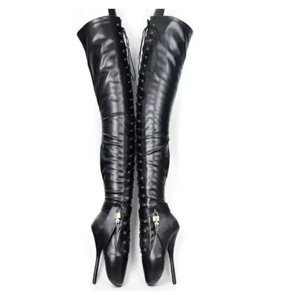 18CM/7 Inch Women Thigh High Ballet Boots,Sexy Pole Dancing Shoes,Men Cosplay Fetish Corset Dominatrix,Black,White,Silver,Big