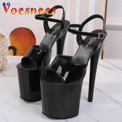 2022 New Summer Pole Dance Shoesl high-heeled Shoes Sandals Thin-heeled 20CM Sexy Black Platform Hate Sky Women  Shoes Stripper
