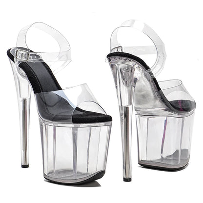 Leecabe 8Inch/20cm PVC upper Transparent  Platform   High Heels stripper heel party Sandals  Pole Dancing Shoes