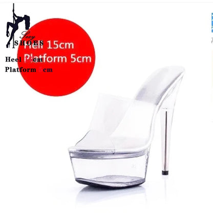 Girls Shoe for Party Club Stripper Heels Women Shoes 2024 Platforms High Heels Sandals Clear Sexy Pole Dance 15cm High Plus Size - Grande Heels
