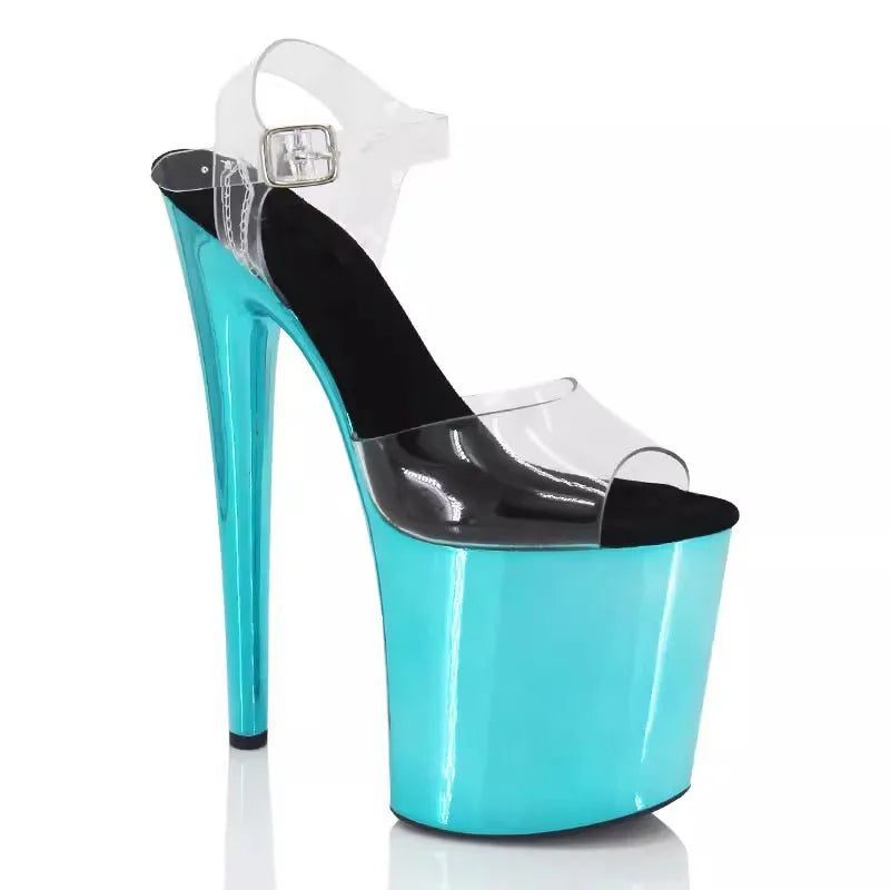 Sexy Fetish 8Inches Dress Platform Sandals Peep Toe Pole Dance Shoes 20cm Women Stripper Models Show Nightclub Exotic Bride Shoe