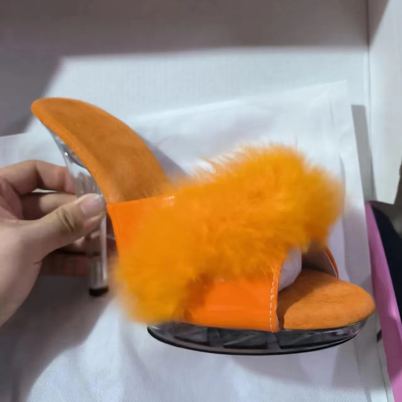 High Heels 13CM Stripper Shoes Plump Feathered Crystal Shoes Hot Sexy Platform Women's Sandals