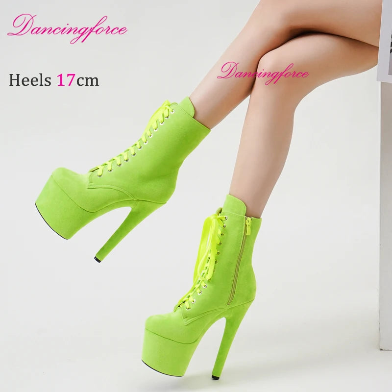 Sexy Pole Dancing Boots17cm/7Inchs Fashion Female High Heel Platform Ankle Boots for Women Shoes Autumn Winter