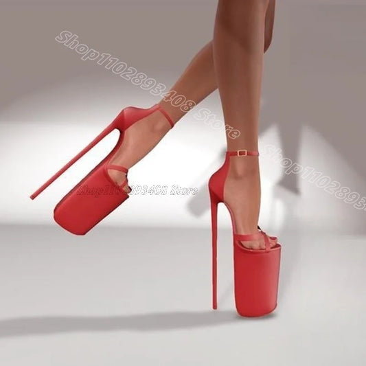 Red Platform Sexy Dance Sandals Cover Heels British Style Stiletto Dress Design Women Summer Sandals 2025 Zapatos Para Mujere
