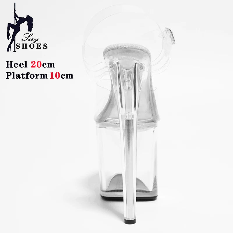 Women's Sandals with Heels Nightclub Dancing Stilettos Heels Crystal Platform Ladies Pole Dancing T-show Model Stripper Shoes