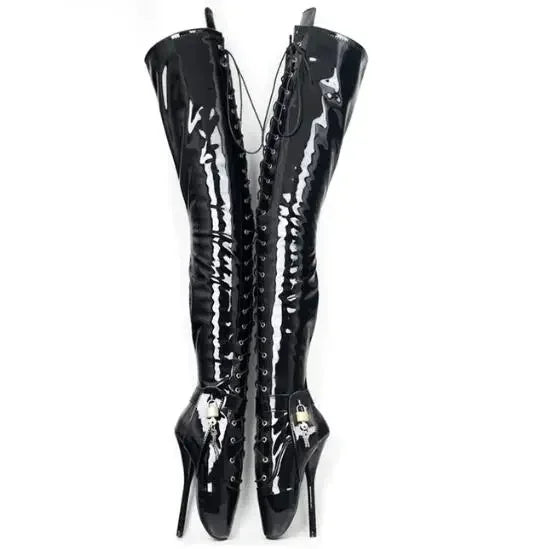 18CM/7 Inch Women Thigh High Ballet Boots,Sexy Pole Dancing Shoes,Men Cosplay Fetish Corset Dominatrix,Black,White,Silver,Big