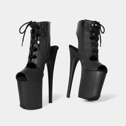 In Stock Sexy 20cm 8' Super High Heels Platform Stripper Ankle Boots Roman Gladiator Pole Dance Shoes Women
