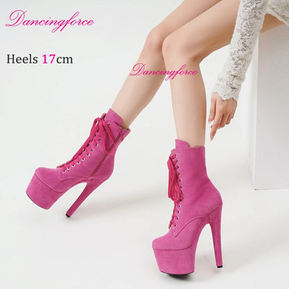 Sexy Pole Dancing Boots17cm/7Inchs Fashion Female High Heel Platform Ankle Boots for Women Shoes Autumn Winter