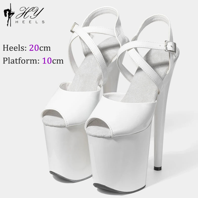 New Popular 20cm 8" Heels Pole Dance Platform Shoes Black Velvet Denim Snake Sexy Dancing Shoes Catwalk Model High Heels Sandals