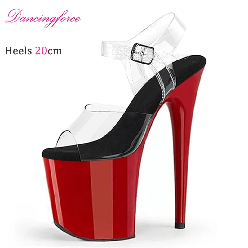 20cm 8Inches Premium TPU Upper Pole Dance Shoes Exotic Stripper Platform Sexy High Heels Sandals