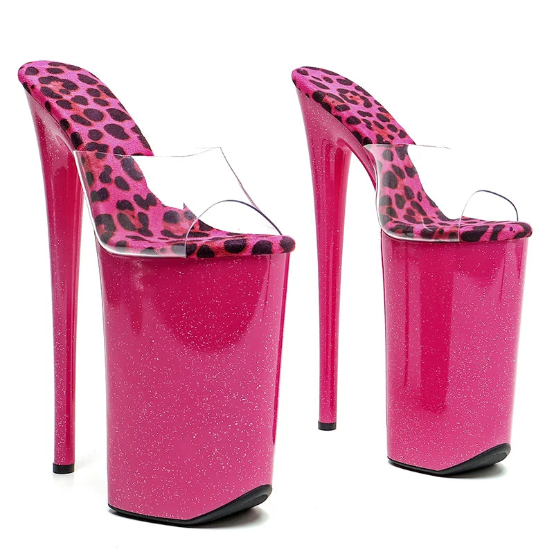 Leecabe  26CM/10inches Clear PVC Upper  sexy exotic High Heel platform party slipper sandals stripper heel  Pole Dance shoes