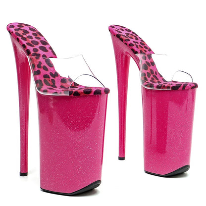 Leecabe  26CM/10inches Clear PVC Upper  sexy exotic High Heel platform party slipper sandals stripper heel  Pole Dance shoes