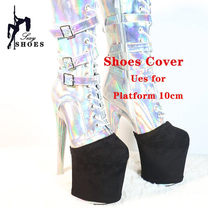 Heel Height 15 17 20 23 26cm Durable Black Shoes Cover Protect Platform Pole Dancing Boots Wear-Resist Protection Cover Sandals