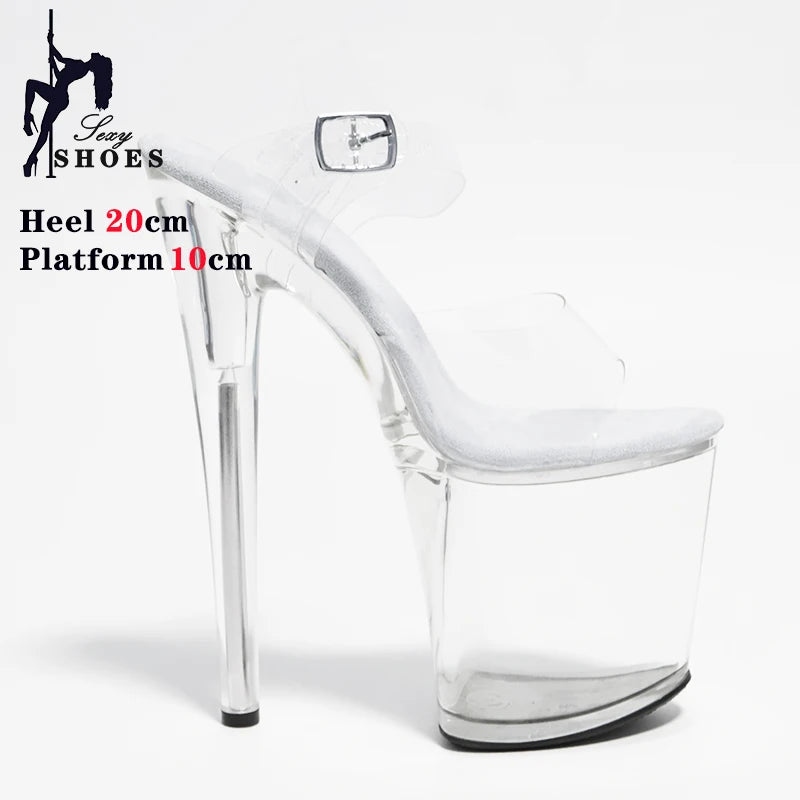 Women's Sandals with Heels Nightclub Dancing Stilettos Heels Crystal Platform Ladies Pole Dancing T-show Model Stripper Shoes