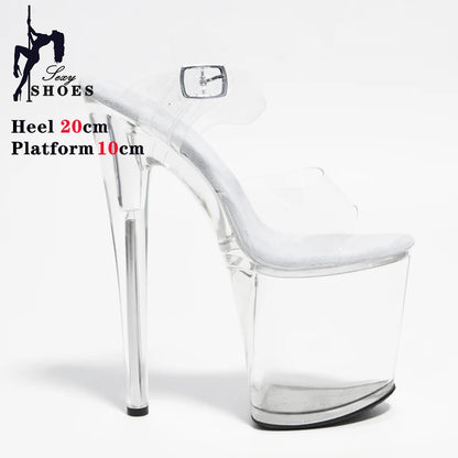 Women's Sandals with Heels Nightclub Dancing Stilettos Heels Crystal Platform Ladies Pole Dancing T-show Model Stripper Shoes