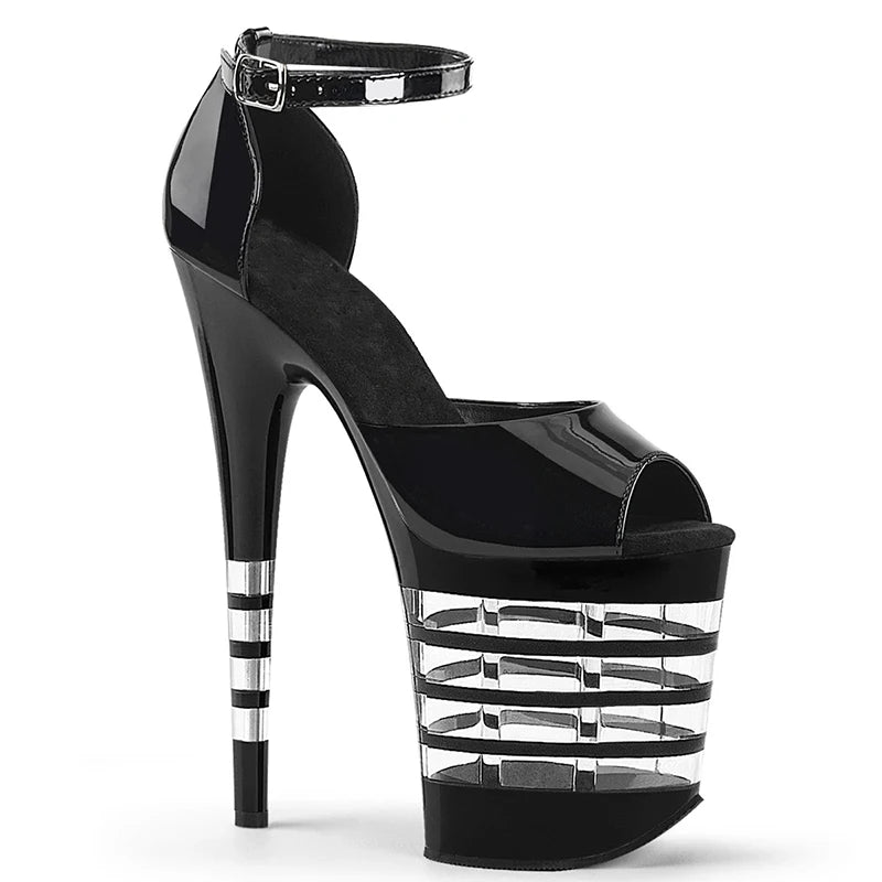 New Rivet Roman Stripping Shoes 8 Inch Heels 20CM Open Toe Platform Exotic Punk Pole Dance Shoes Women Sandals Nightclub banquet